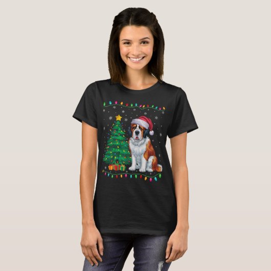 Saint Bernard Hund Weihnachtsmannmütze Männer Frau T-Shirt (Vorne ganz)