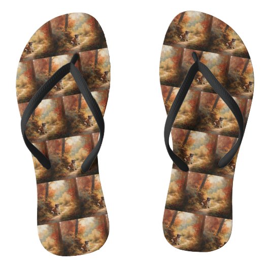 Saint Bernard im Herbst Leaves Fall Inspiriert Badesandalen (Fußbett)