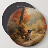 Saint Bernard im Herbst Leaves Fall Inspiriert Button (Vorne & Hinten)