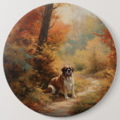 Saint Bernard im Herbst Leaves Fall Inspiriert Button (Vorderseite)