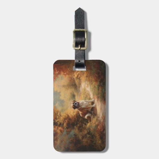 Saint Bernard im Herbst Leaves Fall Inspiriert Gepäckanhänger (Vorderseite vertikal)