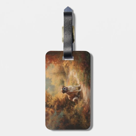 Saint Bernard im Herbst Leaves Fall Inspiriert Gepäckanhänger (Rückseite vertikal)