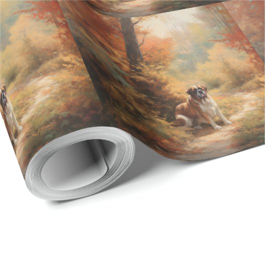 Saint Bernard im Herbst Leaves Fall Inspiriert Geschenkpapier (Rolleneckpunkt)