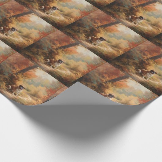 Saint Bernard im Herbst Leaves Fall Inspiriert Geschenkpapier (Ecke)