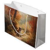 Saint Bernard im Herbst Leaves Fall Inspiriert Große Geschenktüte (Rückseite Schrägansicht)