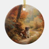 Saint Bernard im Herbst Leaves Fall Inspiriert Keramik Ornament (Vorne)