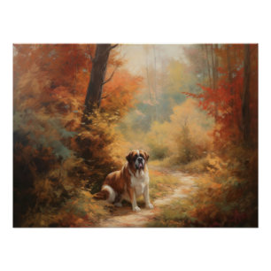 Saint Bernard im Herbst Leaves Fall Inspiriert Poster