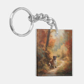 Saint Bernard im Herbst Leaves Fall Inspiriert Schlüsselanhänger (Vorderseite links)