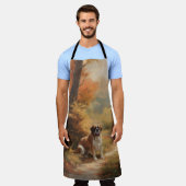 Saint Bernard im Herbst Leaves Fall Inspiriert Schürze (Getragen)