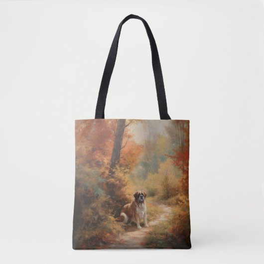 Saint Bernard im Herbst Leaves Fall Inspiriert Tasche (Vorderseite)