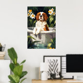 Saint Bernard In Bathtub Poster, Funny Dog Poster (Heimbüro)