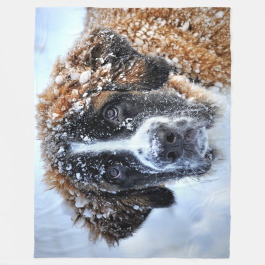SAINT BERNARD in SNOW Fleecedecke (Vorderseite)