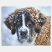 SAINT BERNARD in SNOW Fleecedecke (Vorderseite (Horizontal))