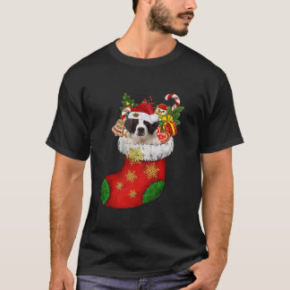 Saint Bernard in Sock Weihnachten Weihnachtsmannmü T-Shirt