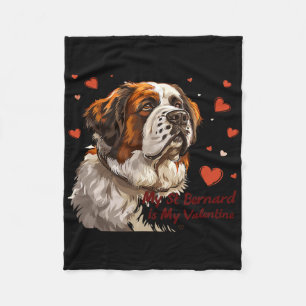 Saint Bernard ist mein Valentinstag Süßer Hundebes Fleecedecke