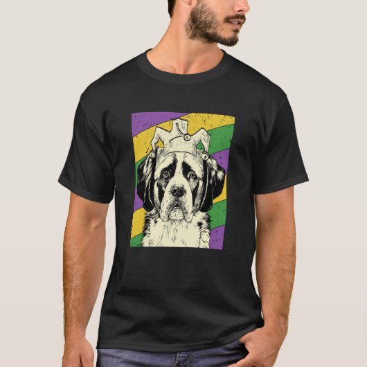 Saint Bernard Jester Mardi Gras Dog Mom or Dad T-Shirt (Vorderseite)