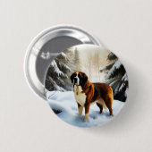 Saint Bernard Lassen Sie es Schnee Weihnachten Button (Vorne & Hinten)