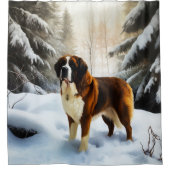 Saint Bernard Lassen Sie es Schnee Weihnachten Duschvorhang (Vorderseite)