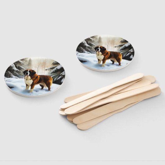 Saint Bernard Lassen Sie es Schnee Weihnachten Fächer (Non-assembled)