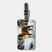 Saint Bernard Lassen Sie es Schnee Weihnachten Gepäckanhänger (Vorderseite vertikal)