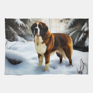 Saint Bernard Lassen Sie es Schnee Weihnachten Geschirrtuch