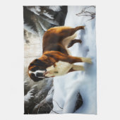 Saint Bernard Lassen Sie es Schnee Weihnachten Geschirrtuch (Vertikal)