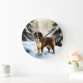 Saint Bernard Lassen Sie es Schnee Weihnachten Große Wanduhr (Zuhause)