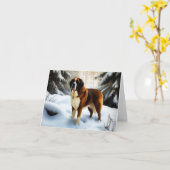 Saint Bernard Lassen Sie es Schnee Weihnachten Karte (Gelbe Blume)