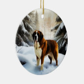 Saint Bernard Lassen Sie es Schnee Weihnachten Keramik Ornament (Rechts)