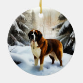 Saint Bernard Lassen Sie es Schnee Weihnachten Keramik Ornament (Hinten)