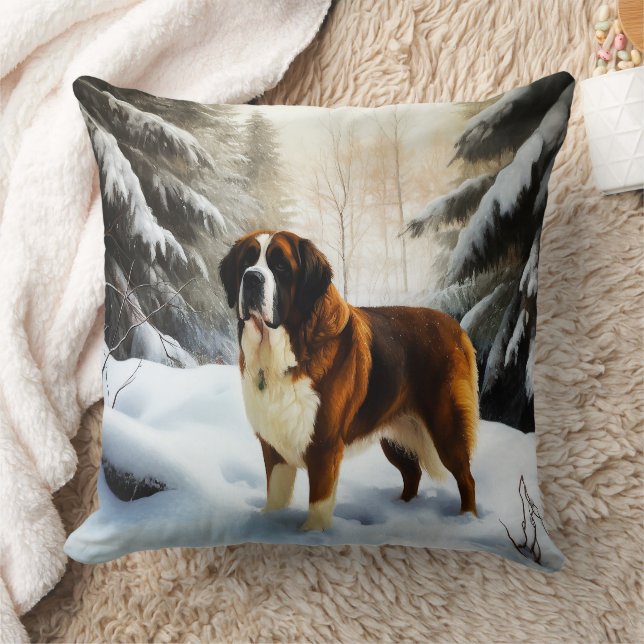 Saint Bernard Lassen Sie es Schnee Weihnachten Kissen (Decke)
