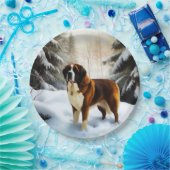 Saint Bernard Lassen Sie es Schnee Weihnachten Pappteller (Party)