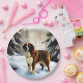 Saint Bernard Lassen Sie es Schnee Weihnachten Pappteller (Party)