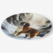 Saint Bernard Lassen Sie es Schnee Weihnachten Pappteller (Schrägansicht)