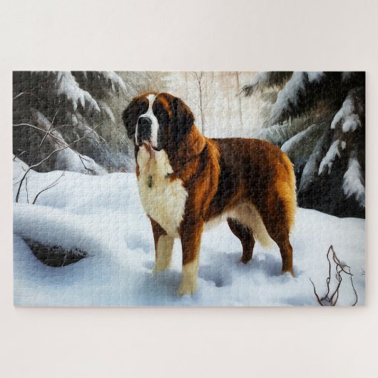 Saint Bernard Lassen Sie es Schnee Weihnachten Puzzle (Horizontal)