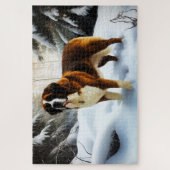 Saint Bernard Lassen Sie es Schnee Weihnachten Puzzle (Vertikal)