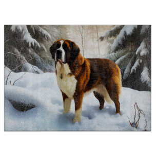 Saint Bernard Lassen Sie es Schnee Weihnachten Schneidebrett
