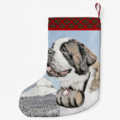 Saint Bernard Malerei - Niedliche Hundekunst Kleiner Weihnachtsstrumpf (Rückseite)