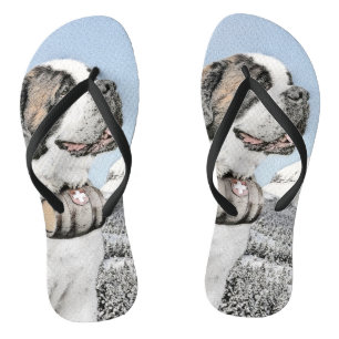 Saint Bernard Malerei - Niedliche Original Hunde K Badesandalen