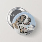 Saint Bernard Malerei - Niedliche Original Hunde K Button (Vorne & Hinten)