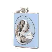 Saint Bernard Malerei - Niedliche Original Hunde K Flachmann (Links)