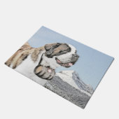 Saint Bernard Malerei - Niedliche Original Hunde K Fußmatte (Schrägansicht)