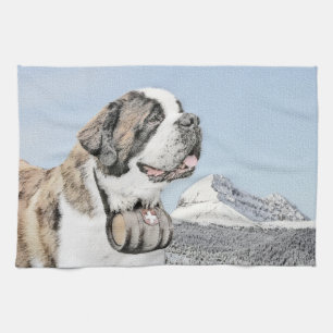 Saint Bernard Malerei - Niedliche Original Hunde K Geschirrtuch