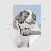 Saint Bernard Malerei - Niedliche Original Hunde K Golfhandtuch (Insitu)