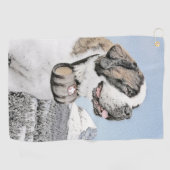 Saint Bernard Malerei - Niedliche Original Hunde K Golfhandtuch (Horizontal)