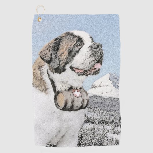 Saint Bernard Malerei - Niedliche Original Hunde K Golfhandtuch (Vorderseite)