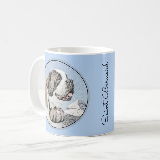 Saint Bernard Malerei - Niedliche Original Hunde K Kaffeetasse (Vorderseite Links)