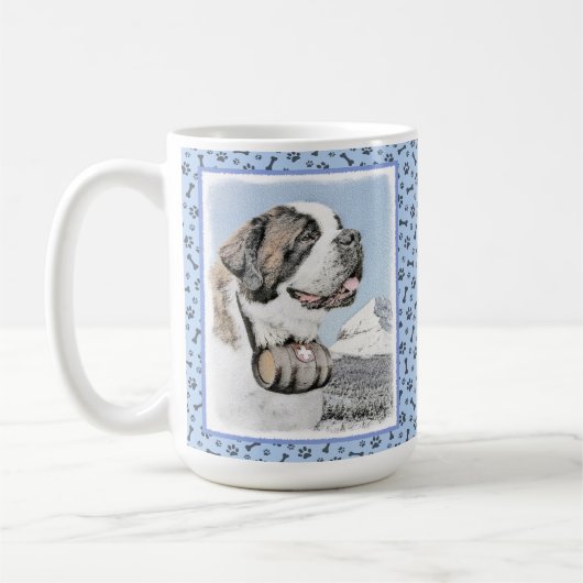 Saint Bernard Malerei - Niedliche Original Hunde K Kaffeetasse (Links)