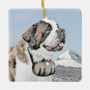 Saint Bernard Malerei - Niedliche Original Hunde K Keramikornament
