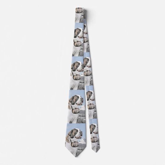 Saint Bernard Malerei - Niedliche Original Hunde K Krawatte (Vorderseite)